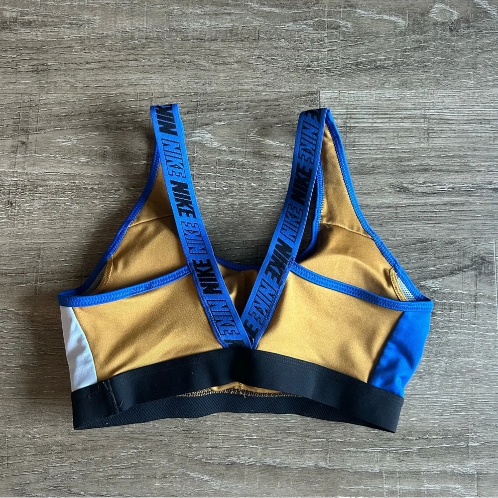 Nike Colorblock Sports Bra Cobalt Blue Brown and Black